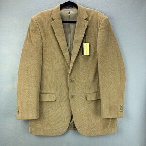 Alan Flusser Sport Coat Blazer Mens 42L Tan Corduroy‎ Two Button Jacket Cotton